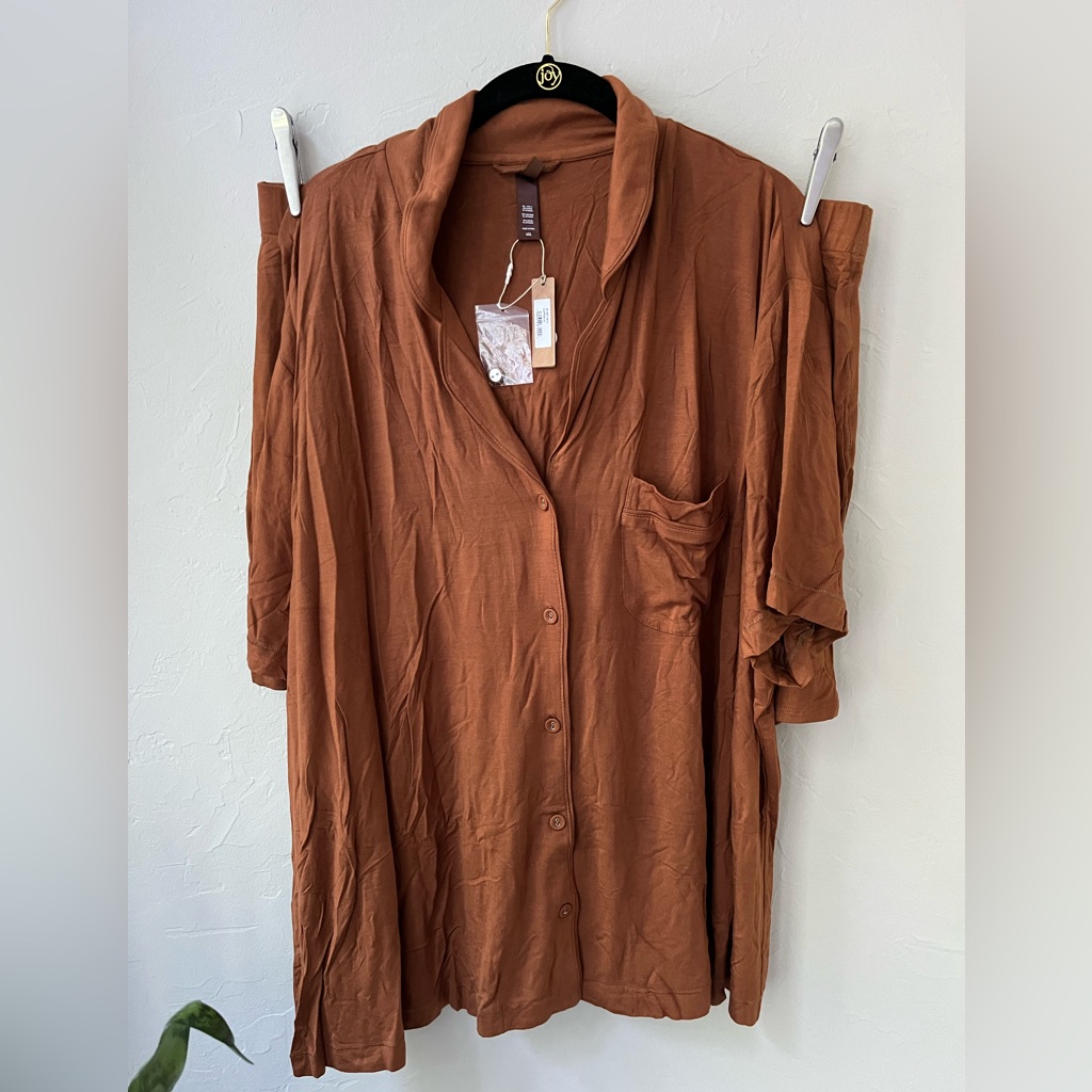 Skims Soft Sleep Shirt & Shorts Set In Copper 4x